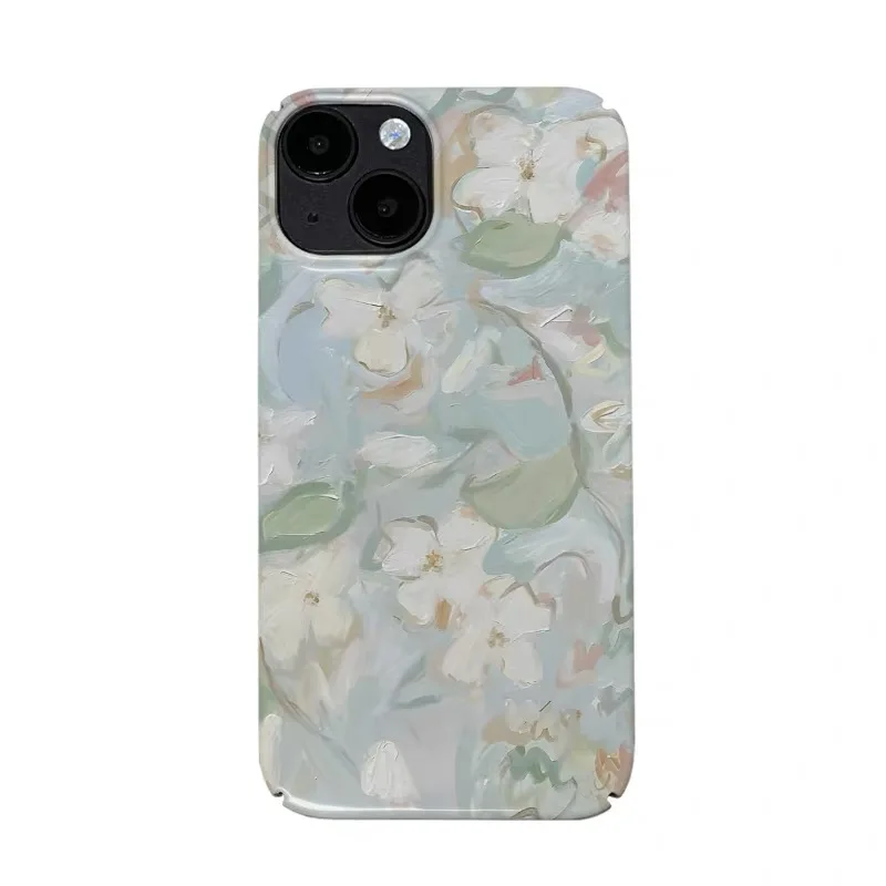 

Green Oil Painting Graffiti Petals Case for IPHONE 17 16 ProMax 15 14 Plus 13 12 MINI 11PRO 16Plus XR XS MAX Acrylic Phone Cover