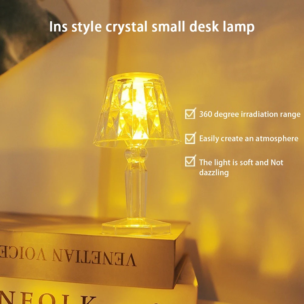 Led Diamond Table Lamp Bedroom Bedside Home Decorative Desk Lamp Night Light Crystal Indoor Lighting Gift Ornament