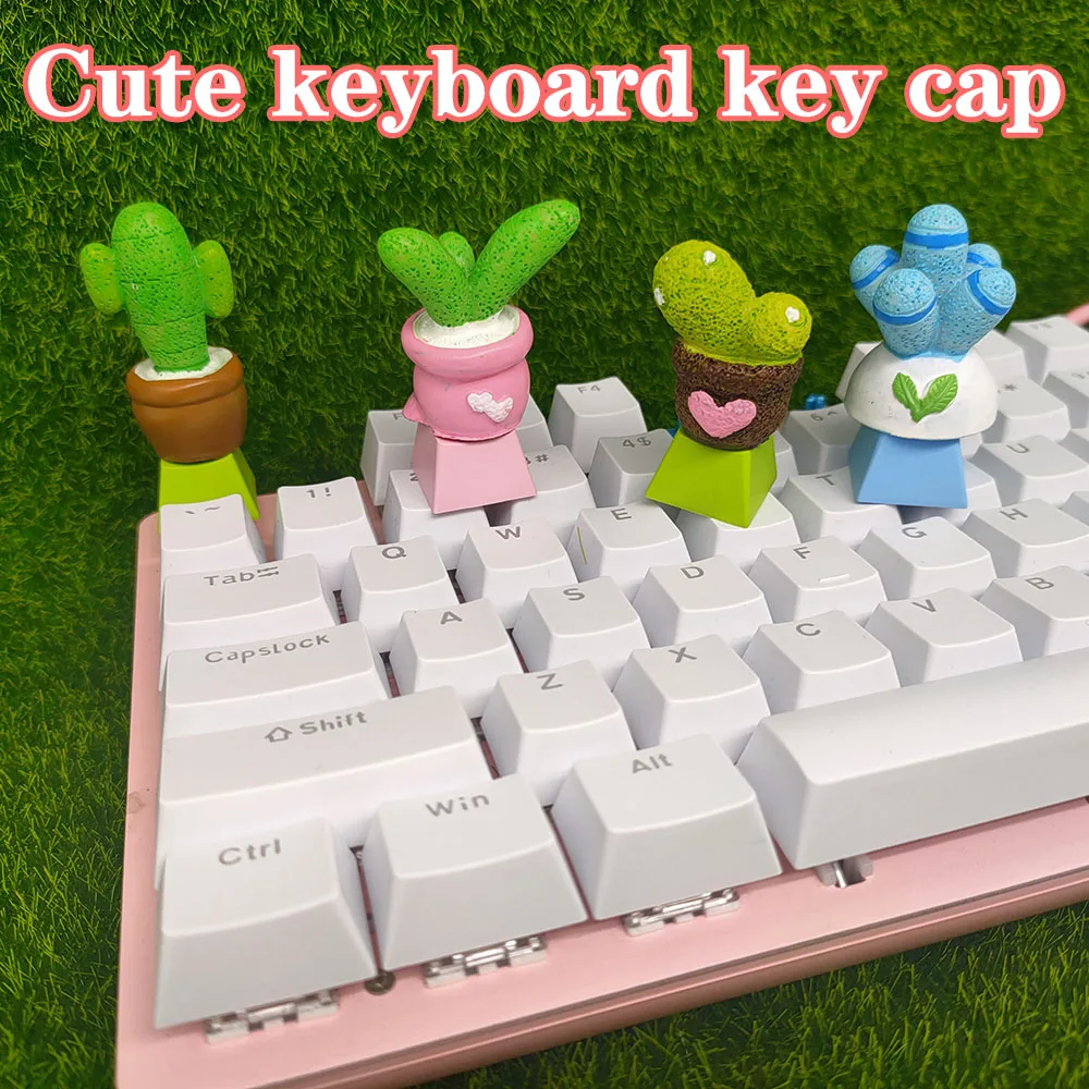 

Green Plant Model Personality Cute DIY Custom Artisan Mechanical Keyboard Keycap Handmade Green Pink Bule Esc Cherry MX Key Cap