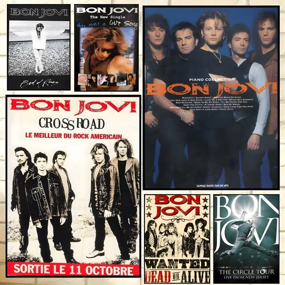 Poster, HD-Kunst, selbstklebende Wanddekoration, wasserfest, für Zuhause, Wohnzimmer, Schlafzimmer, Bar, ästhetische Dekoration, B-Bon Jovi