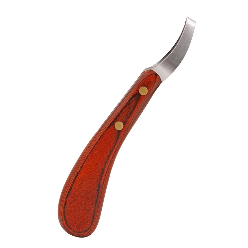 Horseshoe Knife Sheep Stainless Steel Double-edged Wooden Handle Hoof Trimming Knife Ring Blade Cattle Hoof Trimming Tools