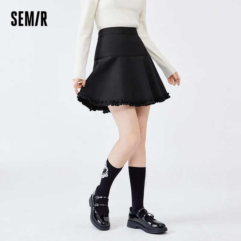 Semir Skirt Women Fungus Skirt Sweet 2022 Spring New Solid Color Girls A-Line Skirt Temperament All-Match