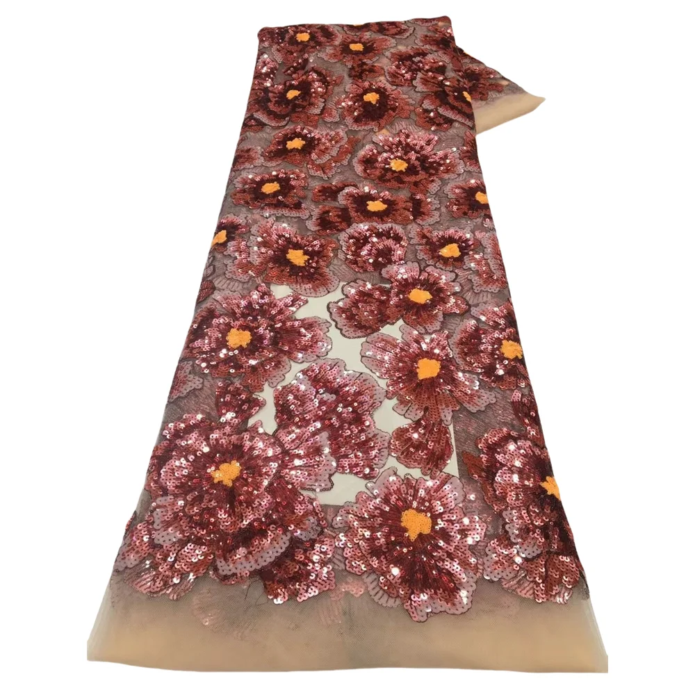 

Luxury African Sequins Lace Fabric High Quality L-14064218 Embroidery French Tulle Lace For Nigerian Wedding Dress