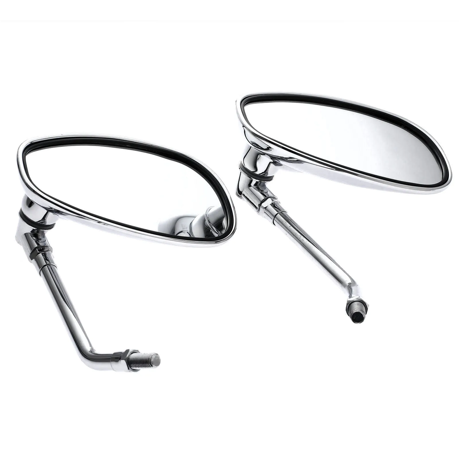 2Pcs/Pair Motorcycle Chrome Plastic Oval Side Rearview Mirrors Universal for Suzuki Honda Kawasaki Cruiser Chopper Custom 10MM