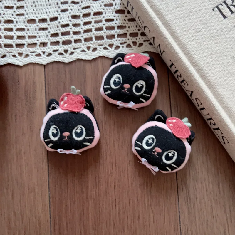 Handmade Cartoon Big Eye Black Cat Cute DIY Brooch Pin Pendant Soft for Shoes Socks Hat Bag Clothing Accessory