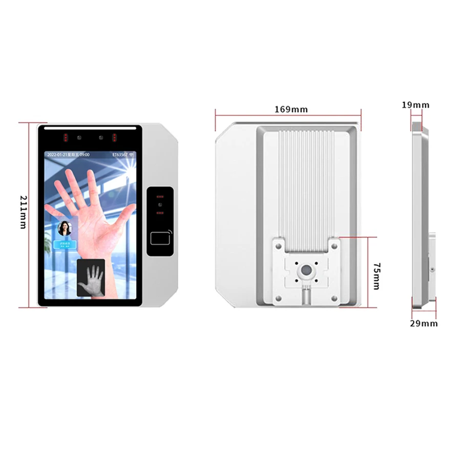 Aluminum Alloy Palm Print Attendance Machine Biometric Face Recognition System Monitor Android Access Control Face Recognition
