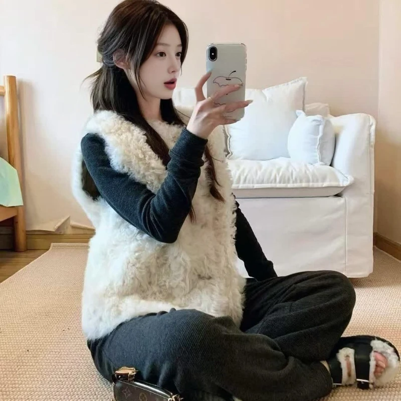 Lamb's Wool New Premium Vintage Veste Femme Lazy Fur All-match Slim Coats High Stye Hong Style Trendy Fashion
