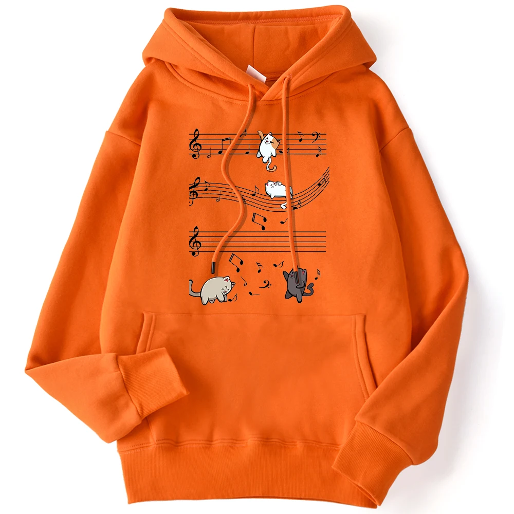 Unisex Women Hoodie Kopie Von Musical Cats Musical Notes Print Sweatshirt Long Sleeve Strecth Comfortable Hoody Female Pullover