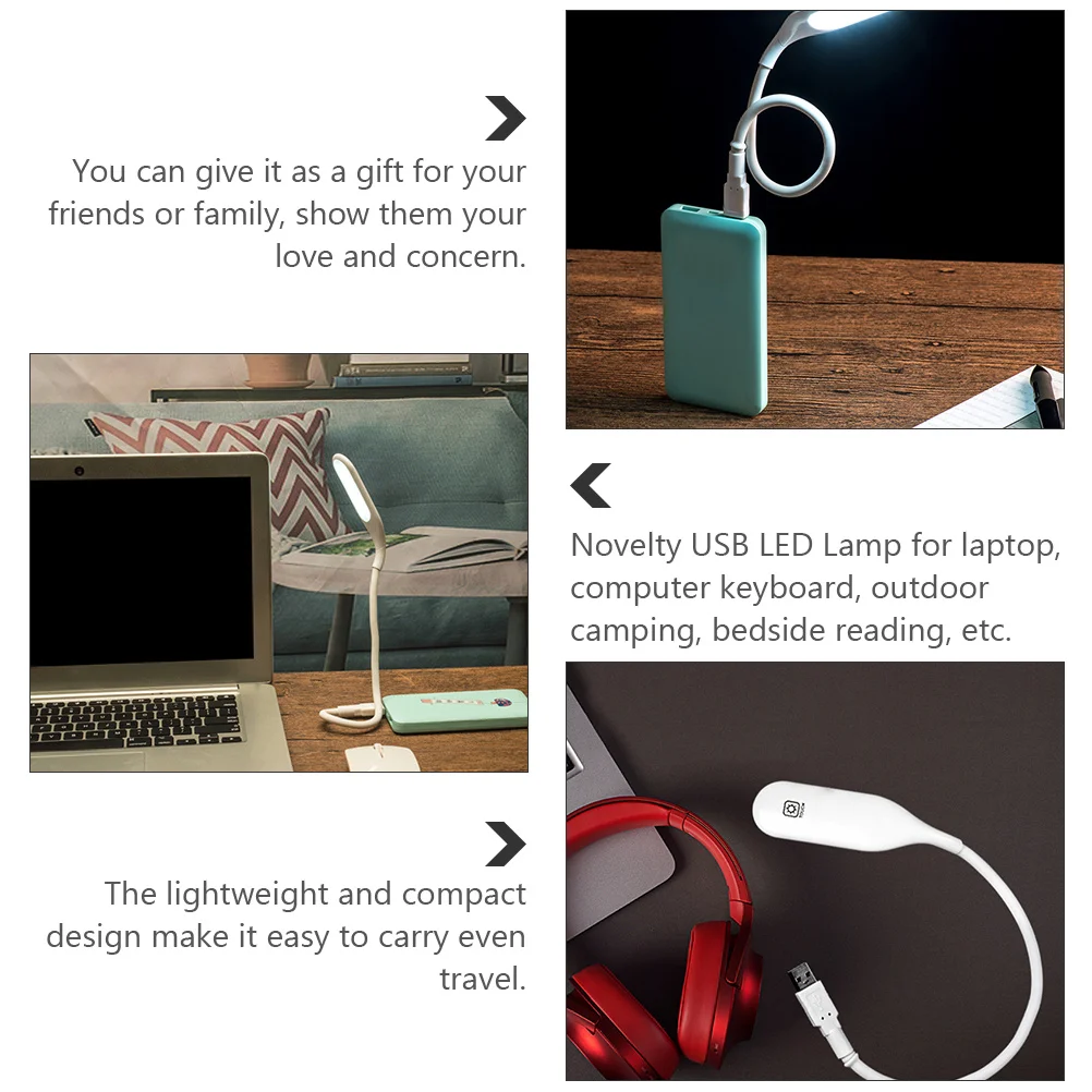 

1pc Usb Night Light Led Reading Lamp Flexible Gooseneck Touch Control Dimmable For Laptop Bedside Camping Travel Gift