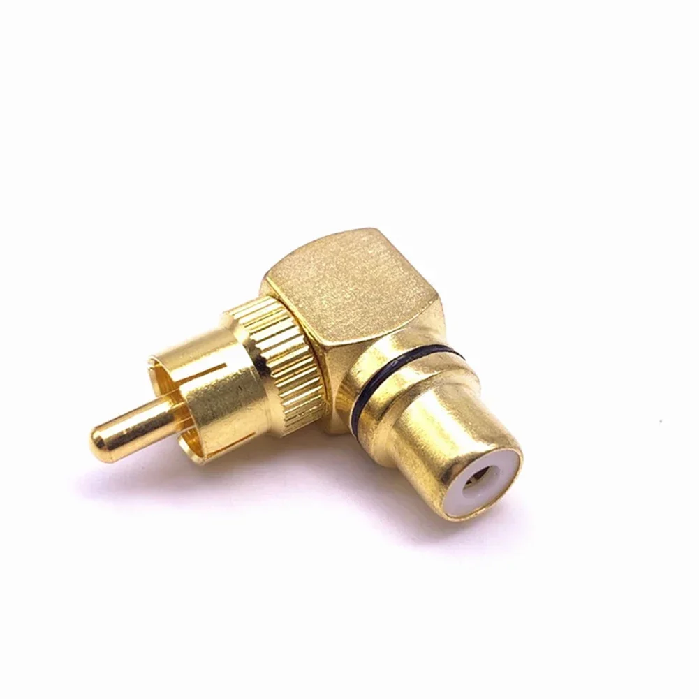 1pc Metal L-shaped Lotus RCA Right Angle Connector Plug Male To Female Elbow Full Copper 90Degree Elbow Audio Degree Adapter