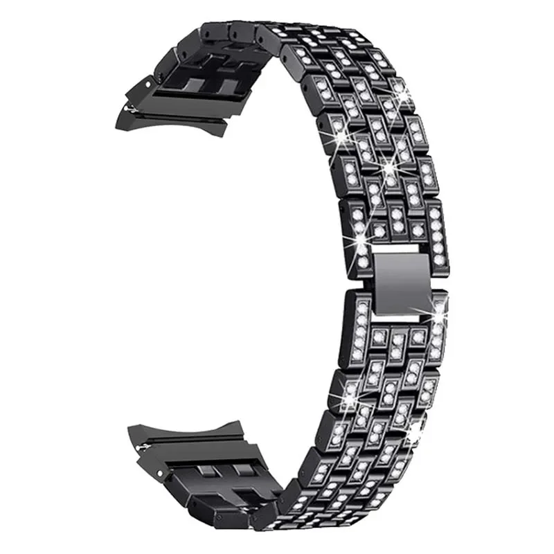 Diamanten polsband voor Samsung Galaxy Watch 7 6 5 4 40/44 mm Geen gaten Horlogeband Galaxy Watch 6 Classic 43/47 mm Gebogen uiteinde armband