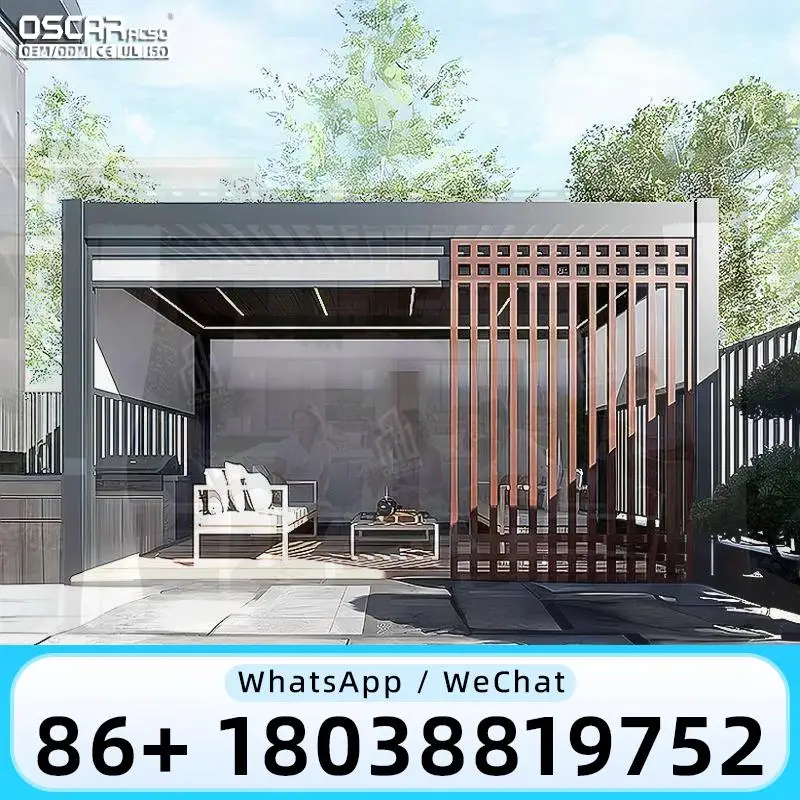 Patio Cover Roof Aluminum Electric Pergola System Kits Terrace Gazebo Garden Louver Roof pergola