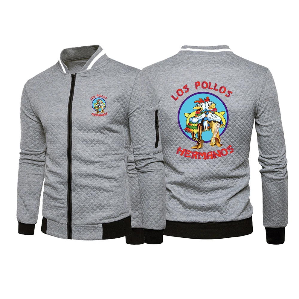 2025 Leisure Hoodies Spring And Autumn Man's Cardigan Jacket Breaking Bad LOS POLLOS Logo Print Round Neck Slim Zipper Coat