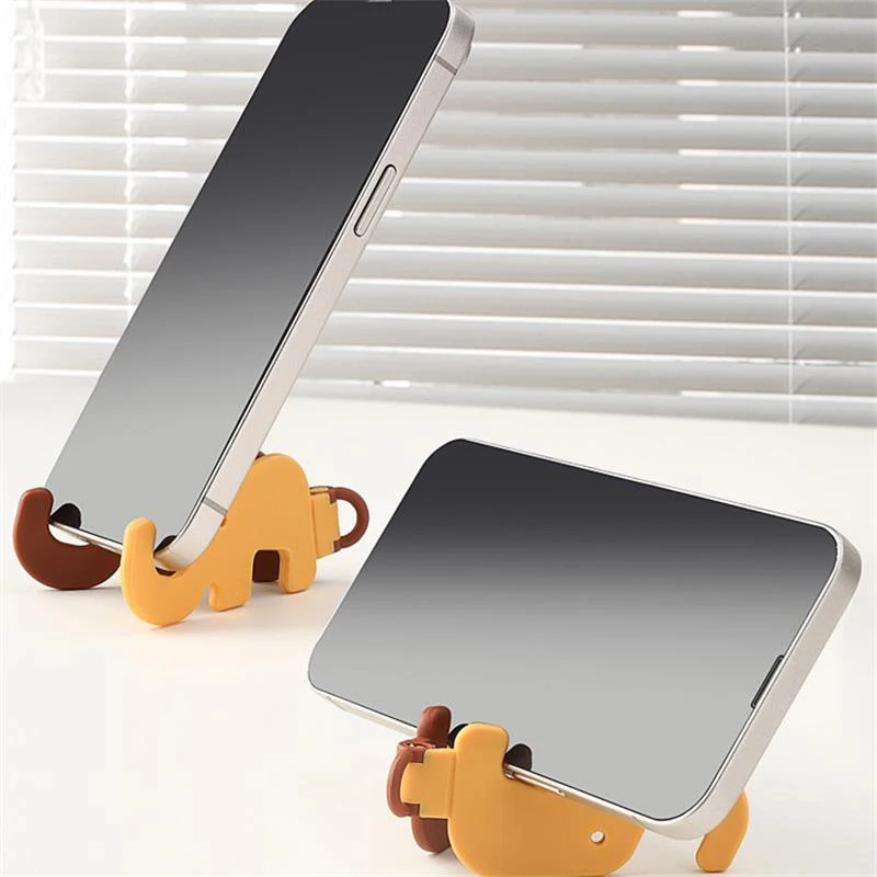 3PCS/Bag Mini Elephants Cute Cartoon Animal Lazy Desktop Mobile Phone Stands Base Design Easy Portable Stands Foldable Key Chain