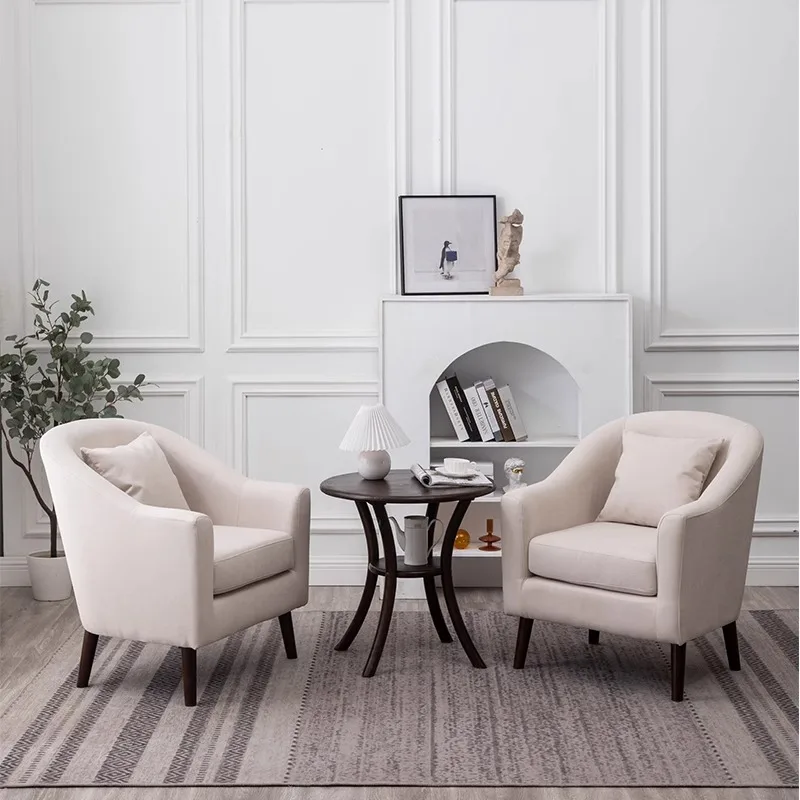 Nordic Simplicity Cafe Chairs Modern Leisure Fabric Lazy Sofa Balcony Cafe Chairs Garden Milk Tea Cafe Furniture Silla FYCC