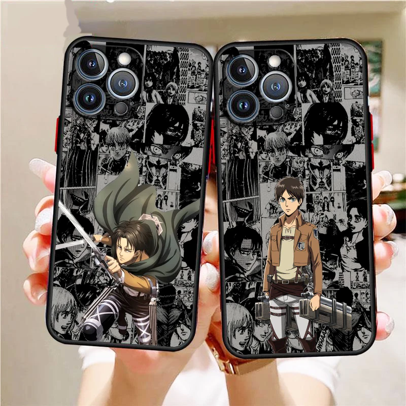 

Anime Attack On Titan Art Frosted Translucent For Apple iPhone 15 14 13 12 11 XS XR X 8 7 SE Pro Max Plus Mini Funda Phone Case