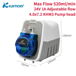 Kamoer 520ml/min KCPA600 High Flow Peristaltic Pump 24V DC Motor 4mmX7.2mm Adjustable Flow Gear Structure Dosing Pump for Lab