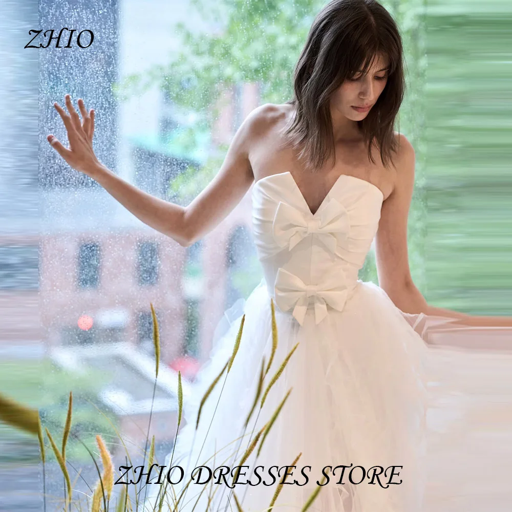 

ZHIO Classic High Quality Satin Pleated Handmade Floral Korean Dress A-Line Shoulderless Midi Asymmetric Dress Customized