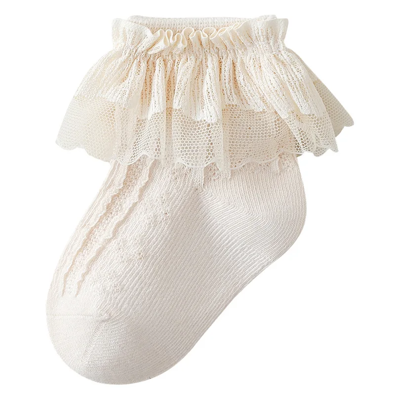 3 Pairs Summer Baby Girls Socks Spring Toddler Sock Kids Soft Cotton Mesh Spanish Style Hollow Out Lace Socks 0-12Y