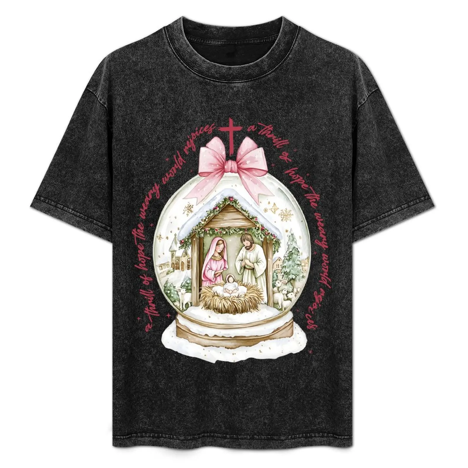 

A thrill of hope the weary world rejoices christian christmas T-Shirt Casual Graphic Print Tee