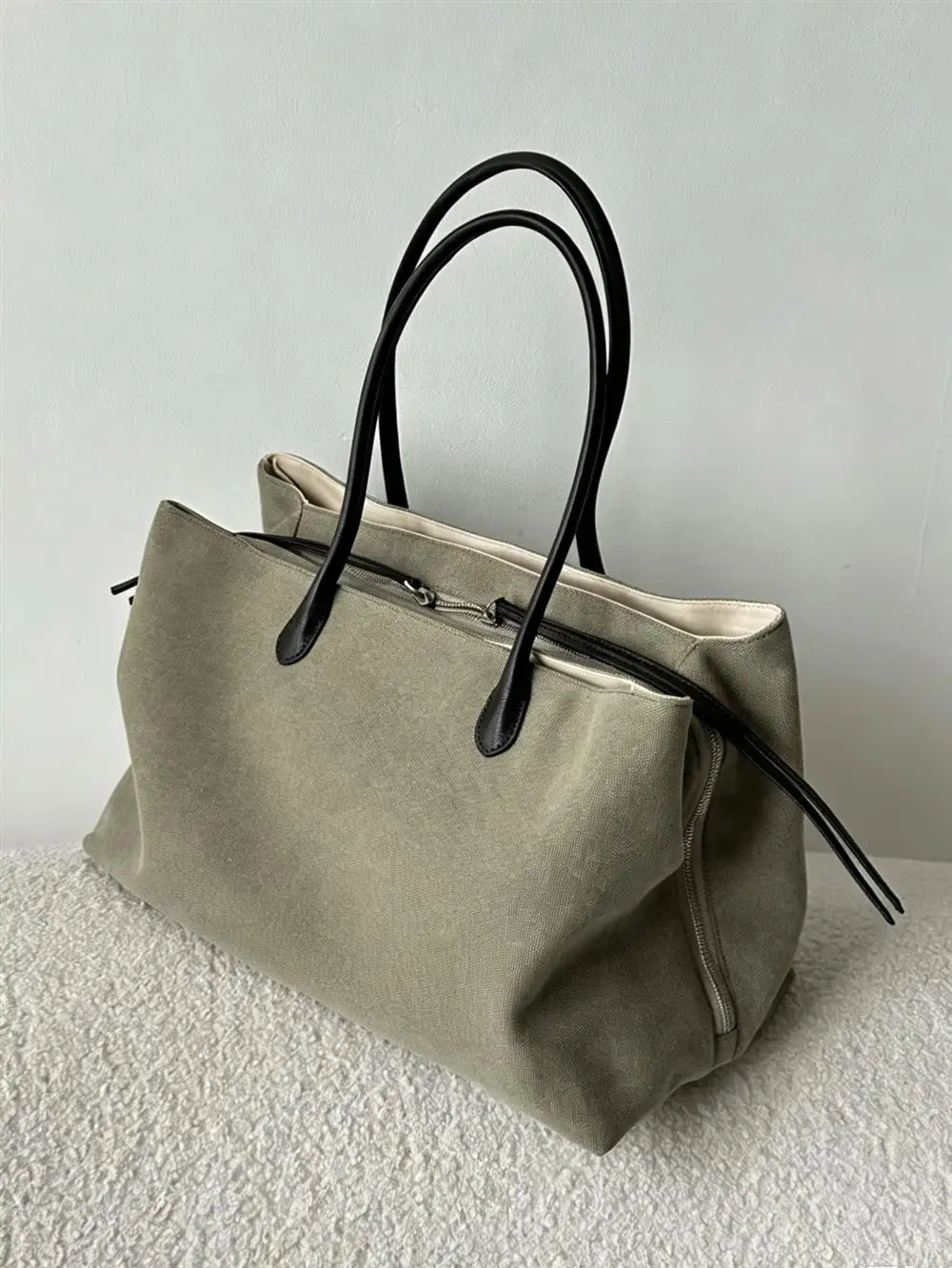 Bolso tote retro de lona gruesa para mujer, de gran capacidad, bandolera, impermeable, de mano