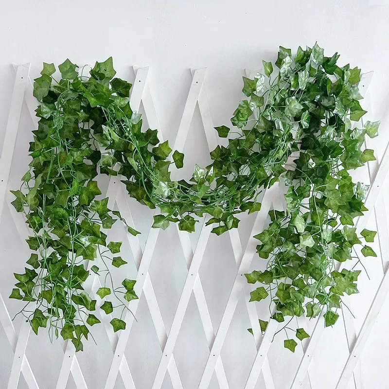 2.1m Artificial Plant Vine Green Ivy Leaf Garland Silk Wall Hanging Vine Home Garden Decoration Wedding Party DIY Garland Leaves