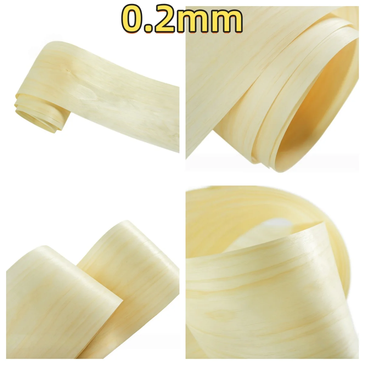 

Natural New Zealand Pine Veneer, 0.2mm, 250x28cm, For Album Cover Decoration & Hotel Furniture.