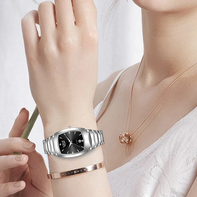 LIGE 시계 여성 비즈니스 럭셔리 숙녀 시계 여성 방수 시계 패션 쿼츠 간단한 시계 Wome montre femme + BOX