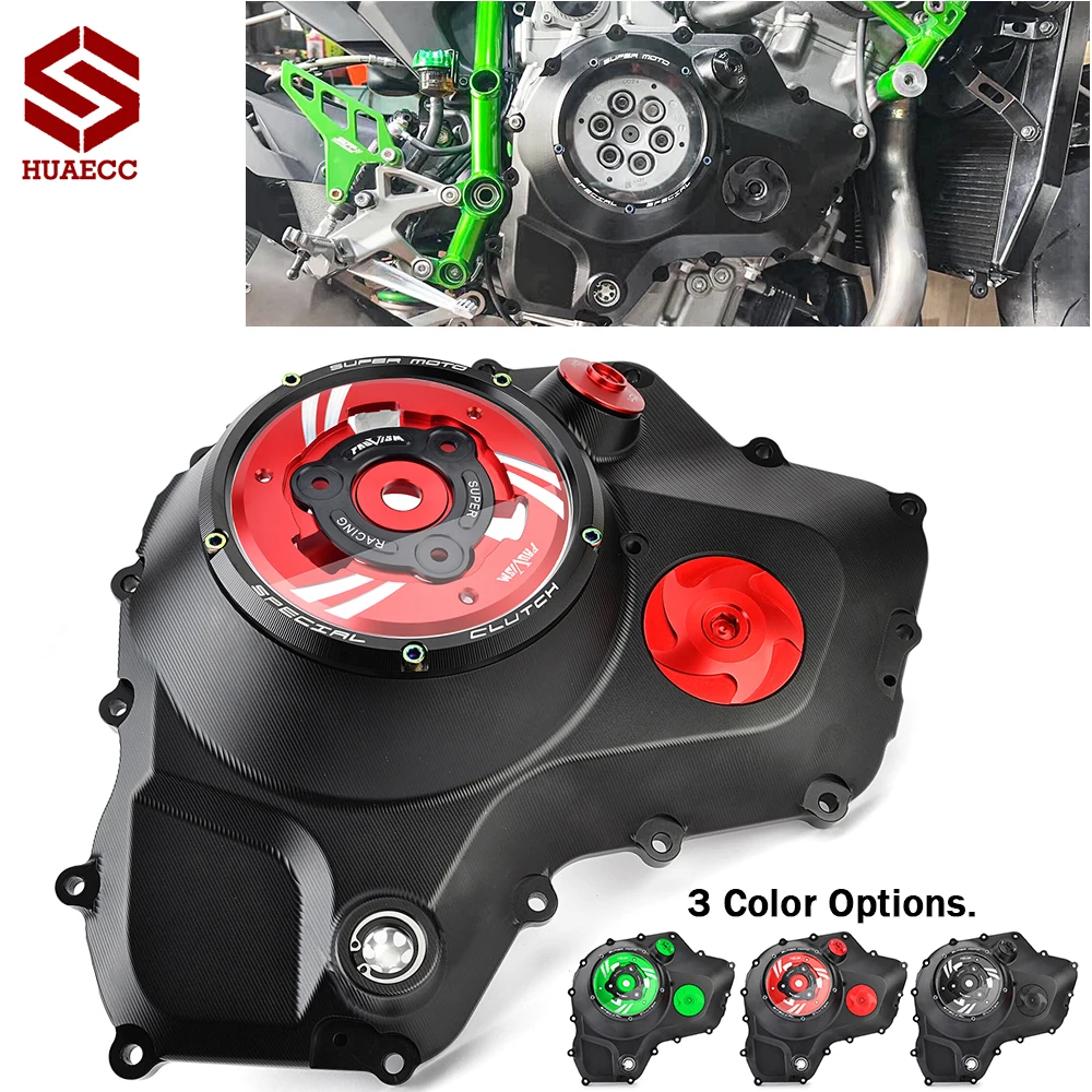 CNC Clear Clutch Cover Spring Retainer R for Kawasaki Ninja H2 SX SE 18-26 NINJA H2 SX 18-24 Ninja H2 16-24 Ninja Z H2 SE 20-24
