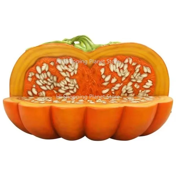 

Durable Halloween Pumpkin Bench Prop Fiberglass Seating Display Furniture Outdoor Indoor Spooky Event Decoration