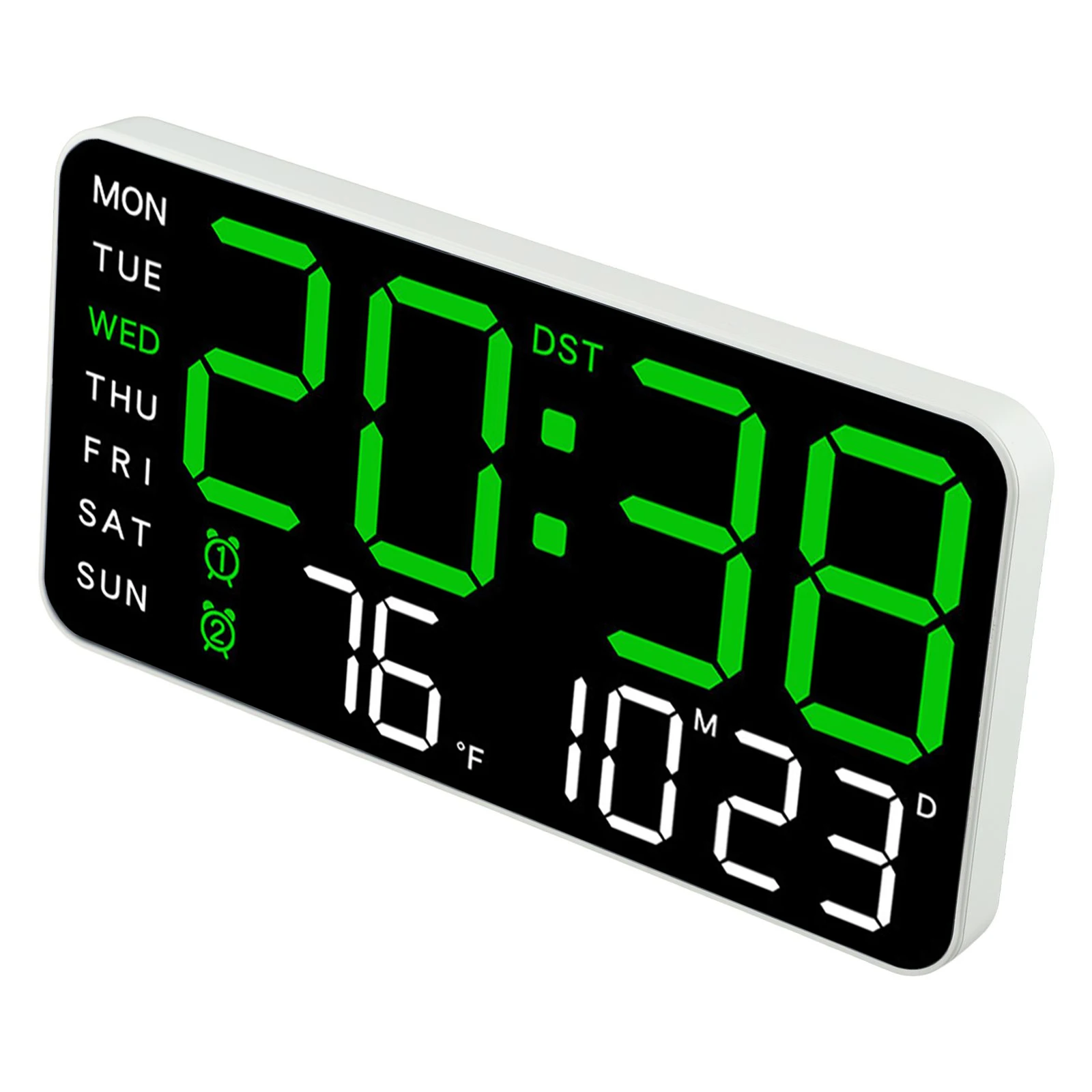 Day And Week Display LED Digital Wall Clock Plastic Material USB Powered Voice-activated Wake-up AAA Battery Mode