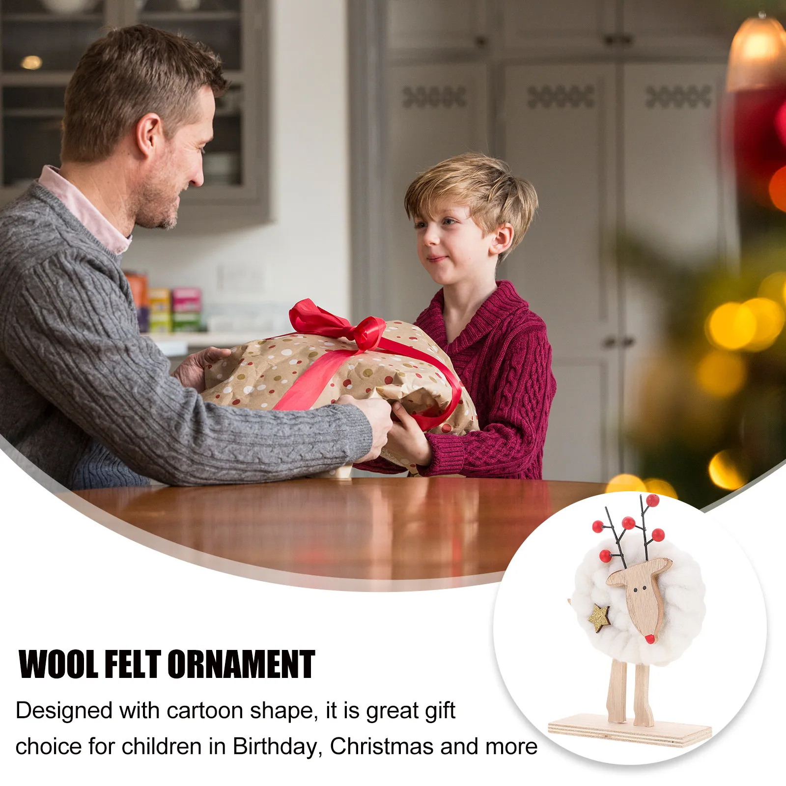 Wool Felt Christmas Ornament – Lightweight Exquisite Desktop Decoration for Home, Office, Store & Balcony