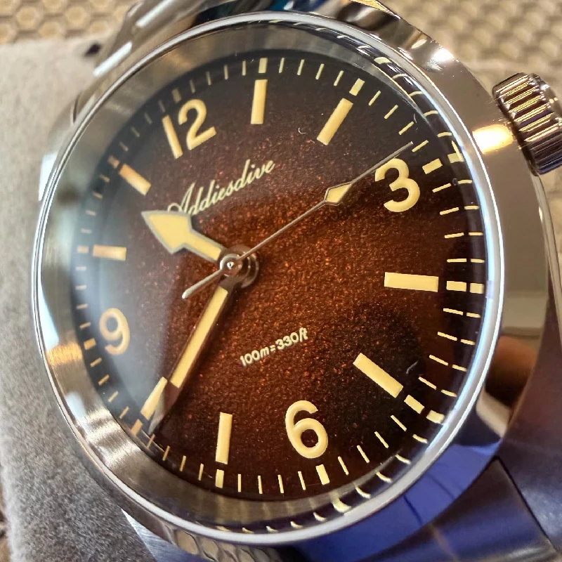 ADDIESDIVE Luxury Sapphire Glass Quartz Men's Watch AD2544 Reloj Hombres 100M Waterproof C3 Retro Luminous Leather NEW Watches