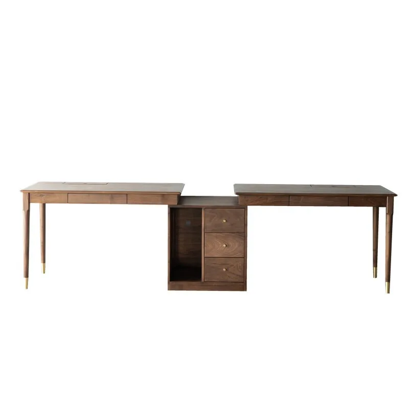 

Nordic black walnut cherry wood double desk integrated, learning simple light luxury computer desk
