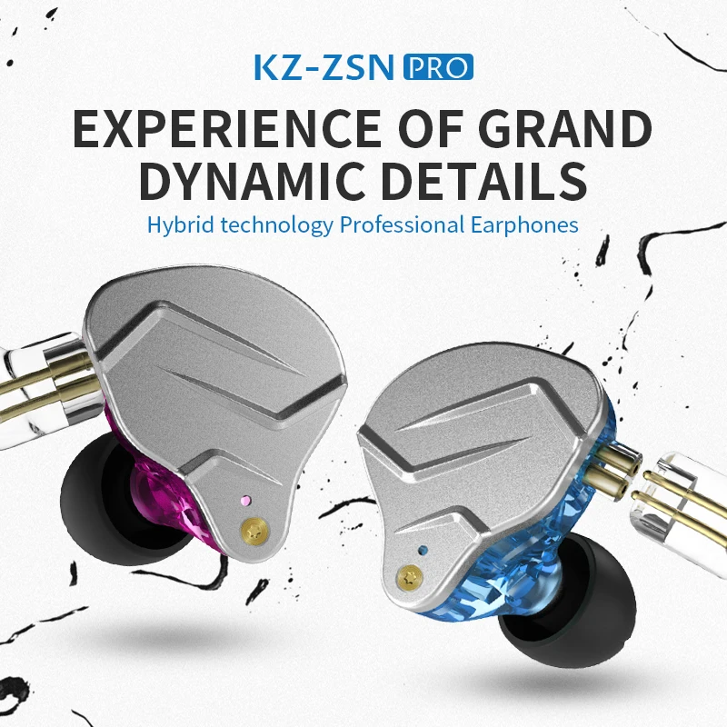 KZ ZSN Pro 교수형 이어폰 모니터 이어폰 금속 기술 Hifi Bass 이어 버드 스포츠 소음 차단 헤드셋 ZSX Gamer Mic X