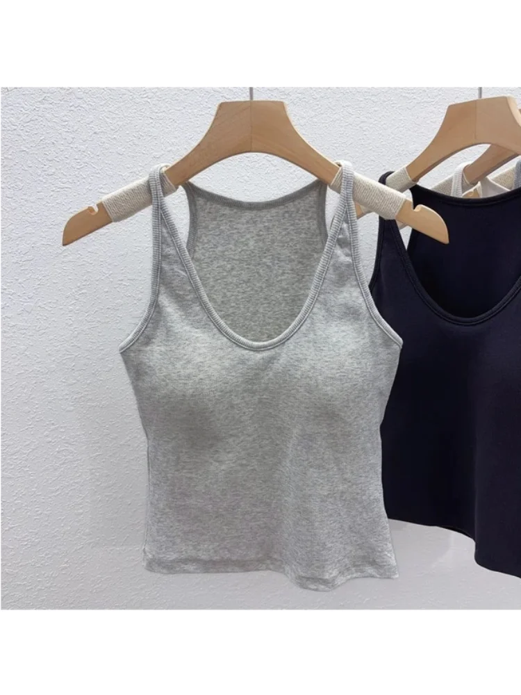 Summer Women's Sleeveless Tank Top 95 Cotton Neck Hanging Strap Vest Large Size Slim Fit Inner Wear Outer Wear Casual Shirt