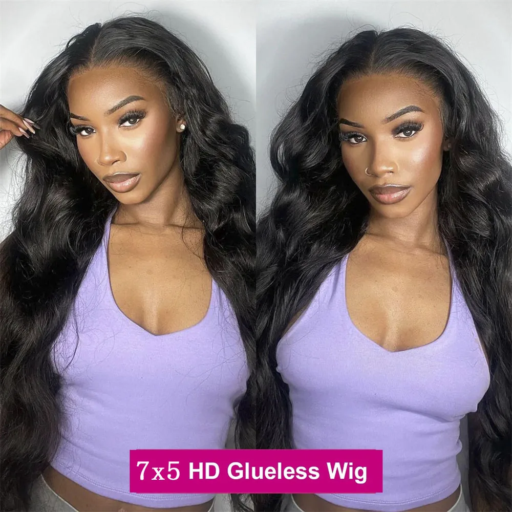 

Объемная волна 7x5 Бесклеевой парик Человеческие волосы Готовые к ношению и пройти Предварительно вырезанные бразильские прямые парики из человеческих волос для женщин 100%