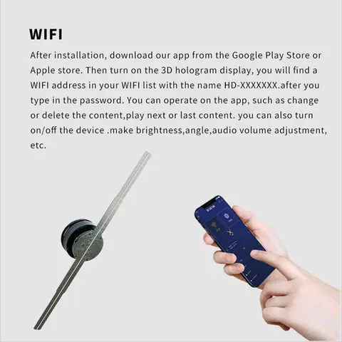 42CM 384Pcs WIFI hologram 3d fan projector Advertise Imaging Logo Light holographic led fan Party Decoration Advertising Display