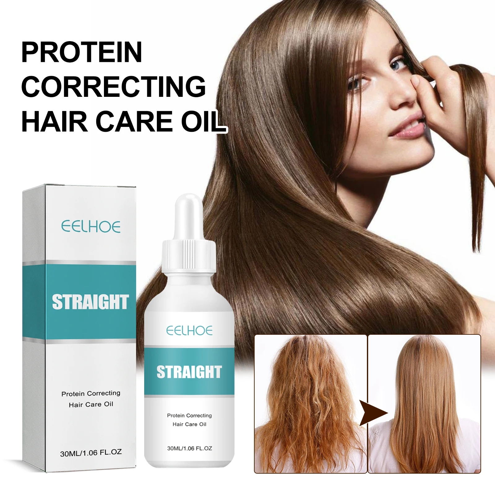 EELHOE Hair Serum Protein Hair Straightening Anti Frizz Keratin Therapy Repair Smoothing Treatment Strengthening Silky Hair Oil