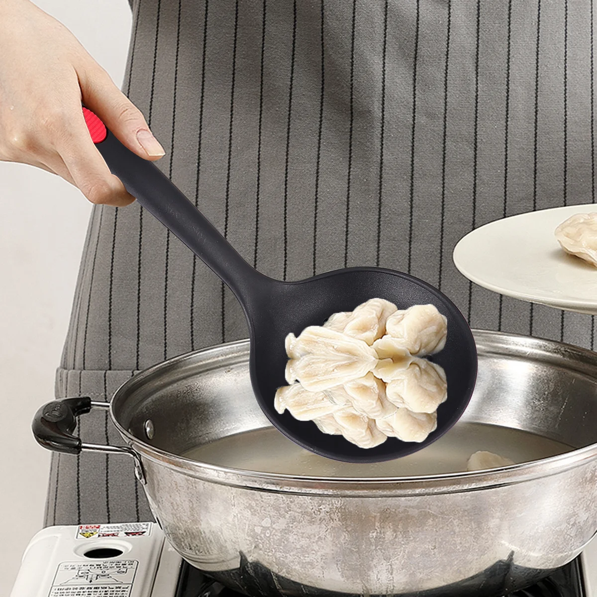 

Silicone Black Slotted Scoop Heat Resistant Non Stick Cooking Tool Ergonomic Handle Kitchenware Non Food Adhesion