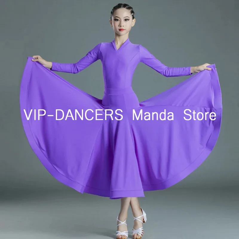 متعددة الألوان قاعة الرقص فساتين الفالس الحديثة القياسية مرحلة الرقص ارتداء المنافسة بدلة تدريب خط تنورة رقص VDL736