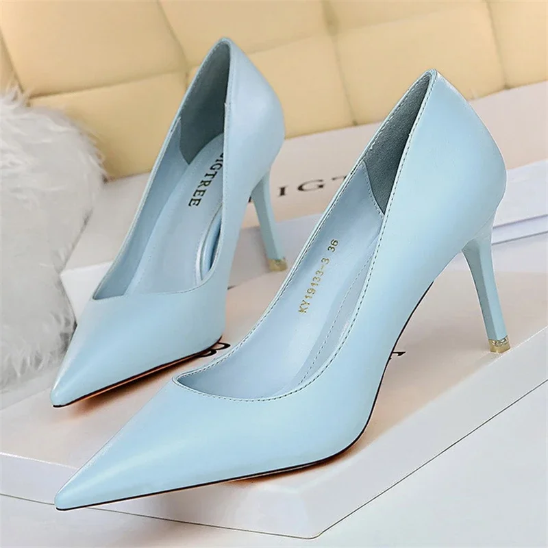 BIGTREE 2027 New Spring Shoes Pumps Women Sexy Single Grain Pointed Toe Stripper Heels Party Dress Female Sandals Stiletto Mujer