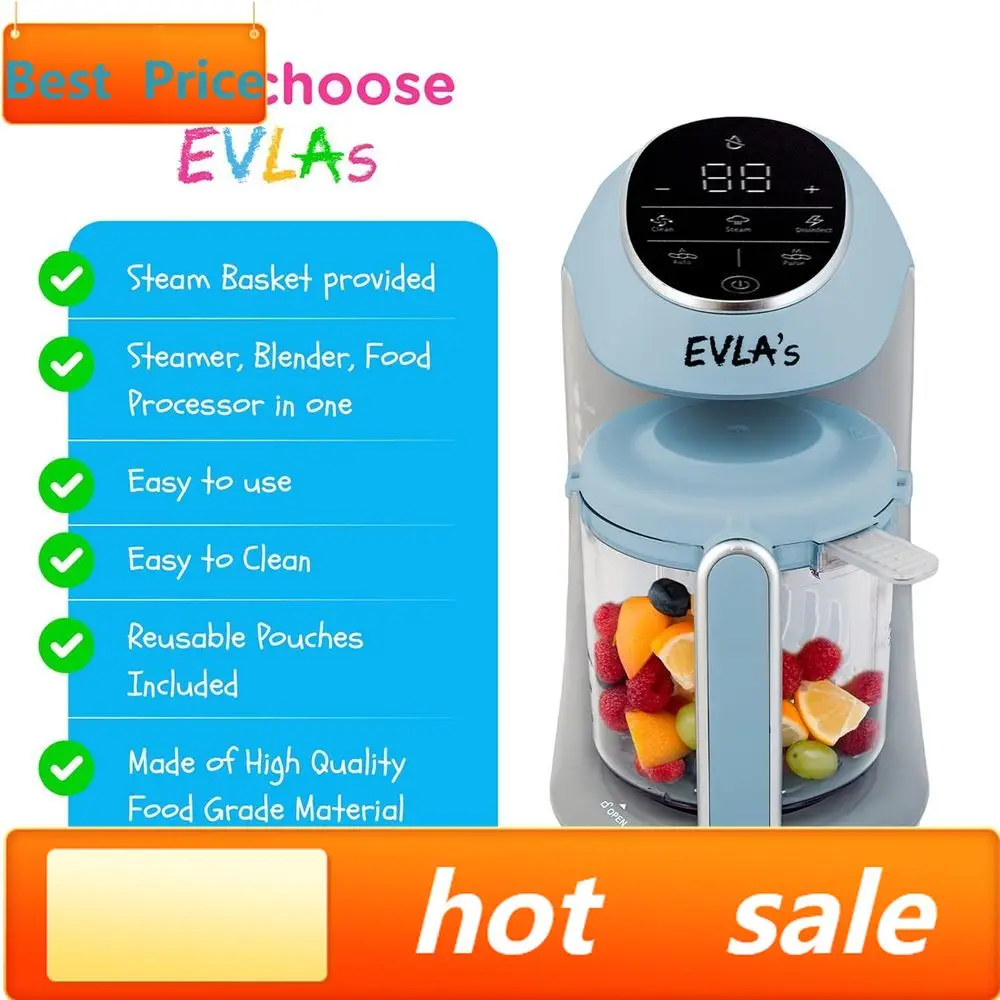 

Популярный паровой измельчитель-блендер для детского питания с 6 многоразовыми контейнерами, незаменимый подарок для новорожденных, синий