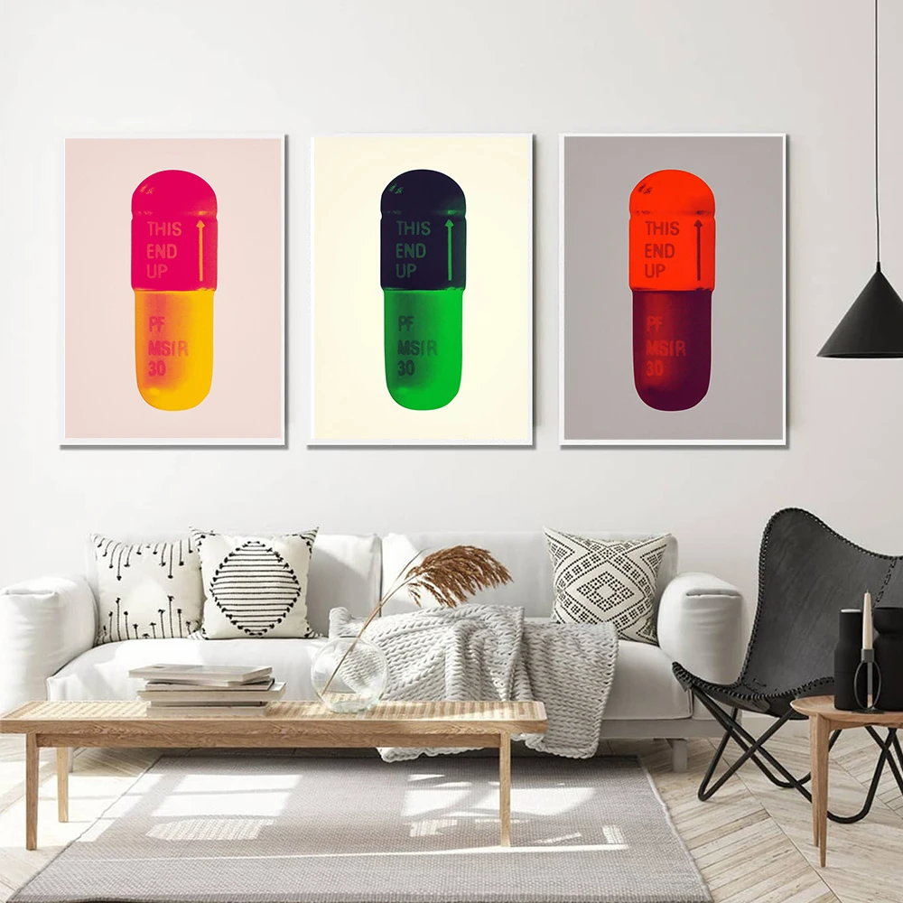 Damien Hirst Pop Art Exhibition Poster Color Pills Canvas Painting Wall Art Picture Abstract Prints Modern Museum Home Decor