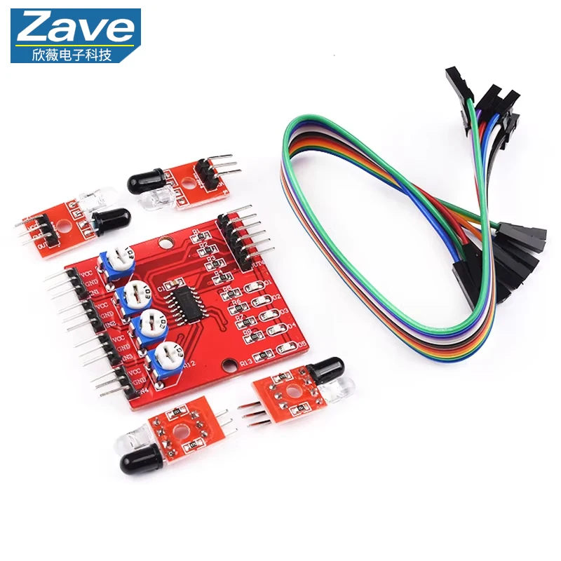 F233-01 Four-way infrared tracing / 4 channel tracking module / transmission line / obstacle avoidance / car / robot sensors