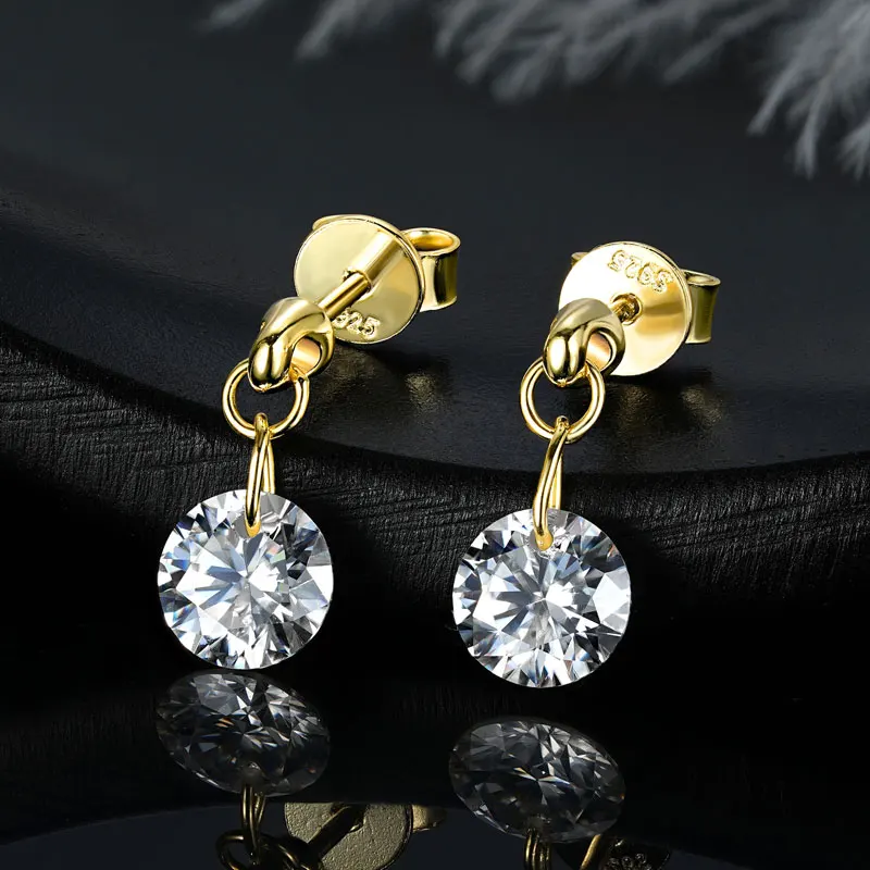 IOGOU Solitaire 1.0ct 6.5mm Moissanite Drop Earrings Studs for Women 925 Sterling Silver Certified Fine Jewelry 2026 New Trend