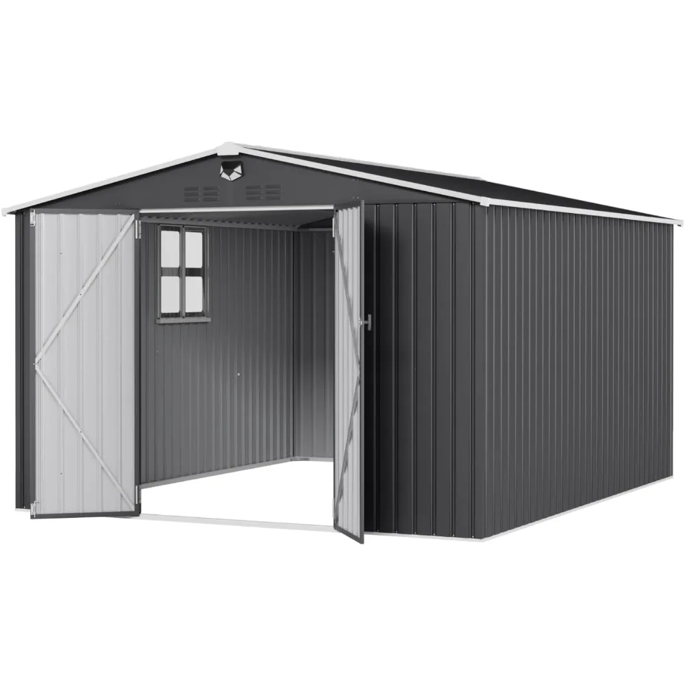 

10x12 Ft Outdoor Storage Shed, Metal Shed and Outdoor Storage Shed, Waterproof Shed with Lockable Door
