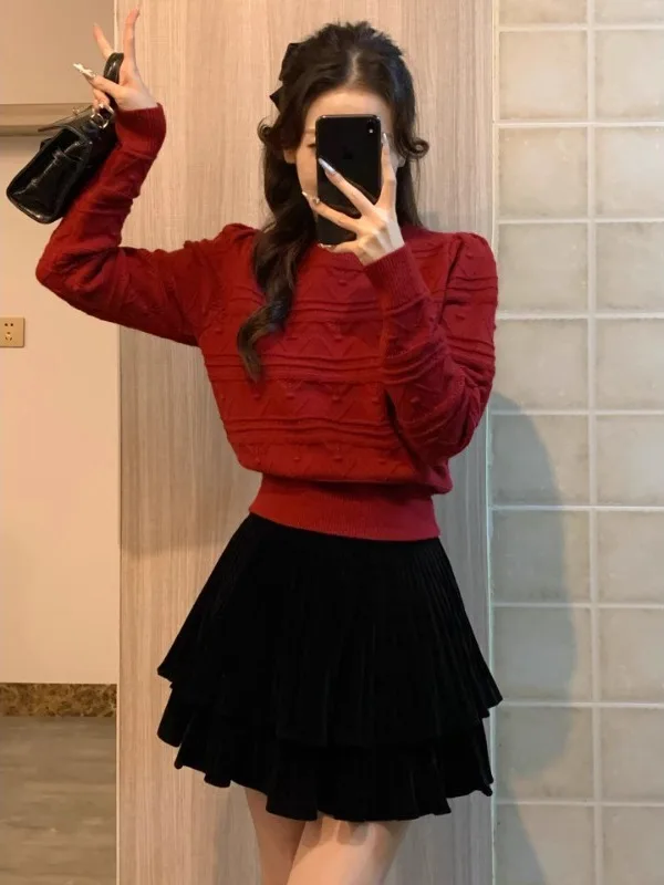 

Korean Sle Soft Cozy Overhead Sweater Women's Autumn Winter New Agel Versatile round Ne Knitted Top Trendy