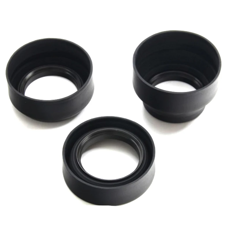 49mm/52mm/55mm/58mm/62mm/67mm/72mm/77mm/82mm 3-Stage Collapsible 3in1 Rubber Lens Hood Suit for Canon Nikon Pentax Camera