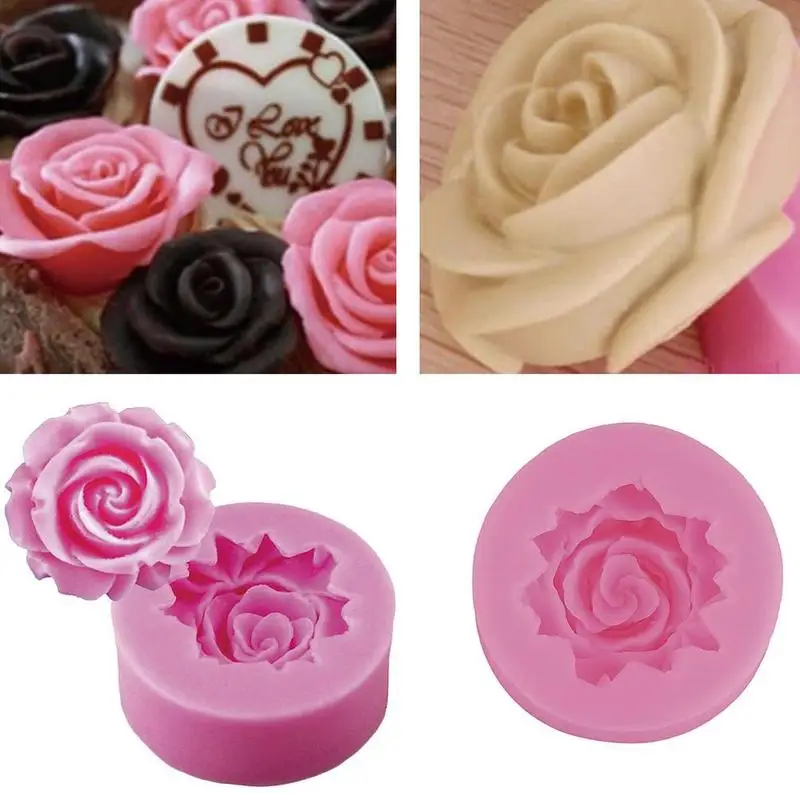 Dreidimensionale flüssige Silikon Rose Fondant Kuchenform Silikon Rose Eiswürfelform Rose handgemachte Seife Silikonform Werkzeug
